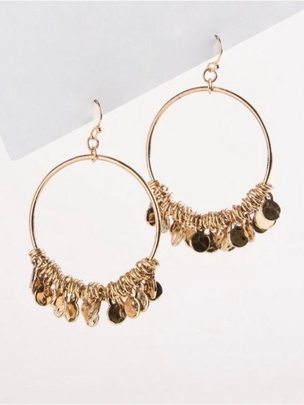 NEW - Gold Hoop Earrings with Dangling Coin Charms